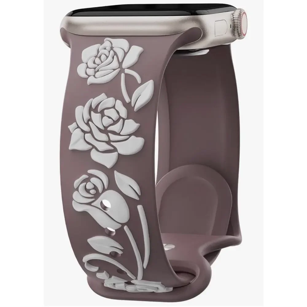 Floral Engraved Band Compatible with Apple Watch 38/40/41mm
